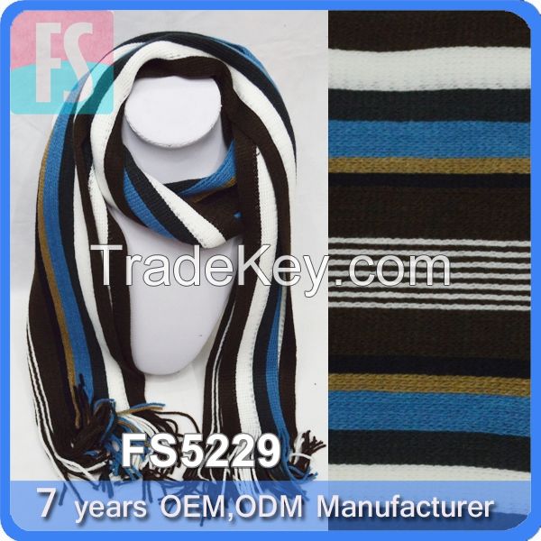 100% acrylic winter striped knitted men scarf