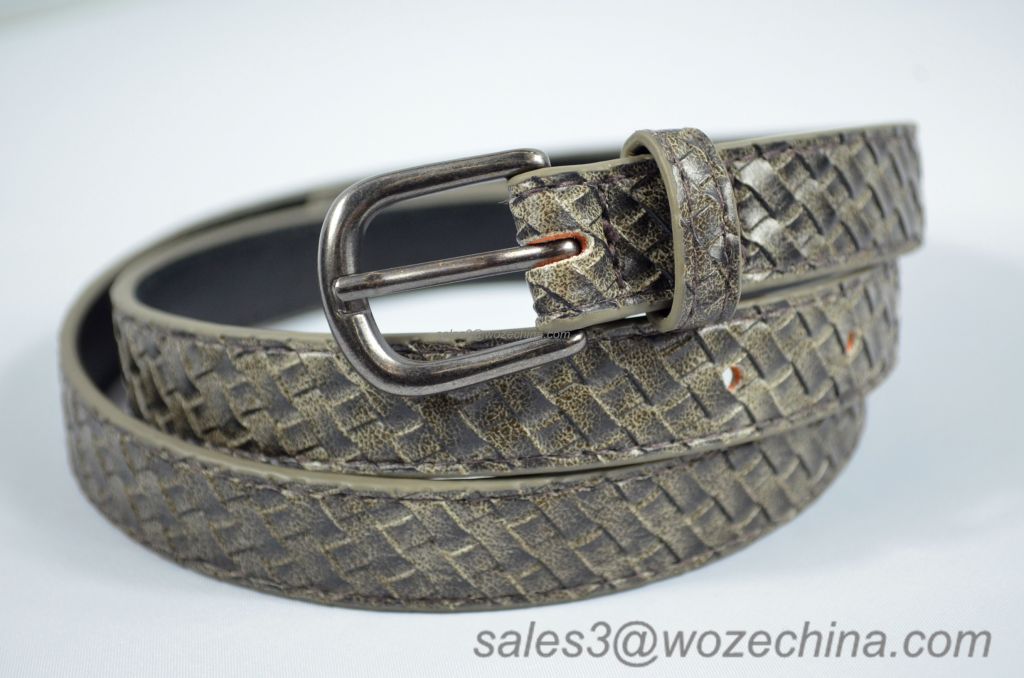 Hot Sale Woven Grain PU Belt For Lady, Snake Pattern Belt,Unisex Belt