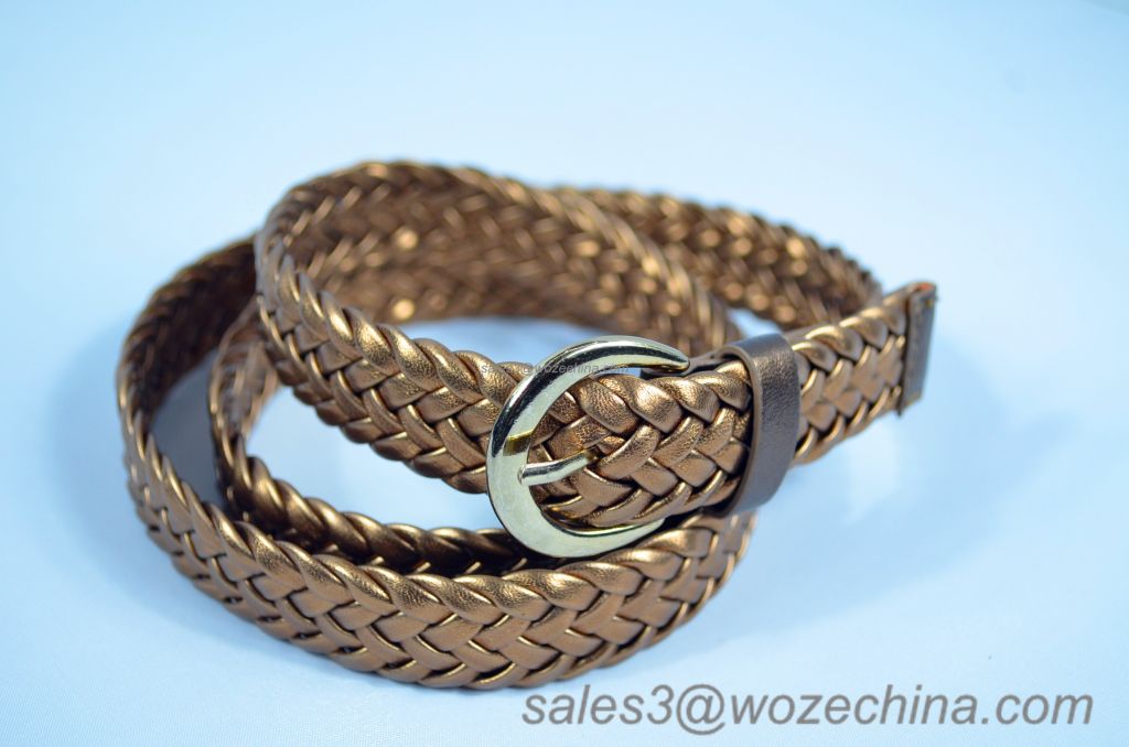 Fashional Braided PU Belt,Classic Fashionable Belt,Metal PU Belt