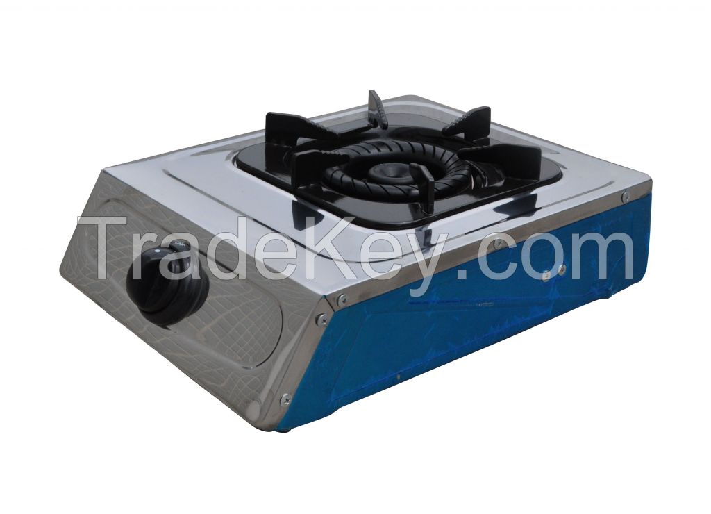 Single burner cooking table gas stove 120 mm cost iron burner stainless steel body and sides