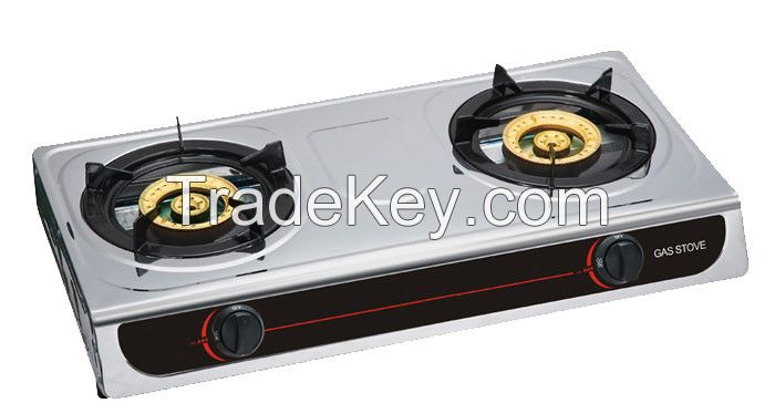 cost iron  Double  burner cooking table gas stove with teflon body