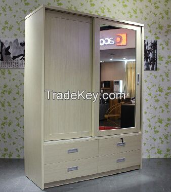 modern wardrobe with drawer slide door mirror