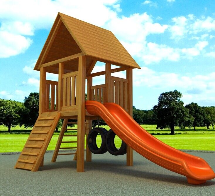 high quality school / Kindergarten wooden outdoor playground equipment