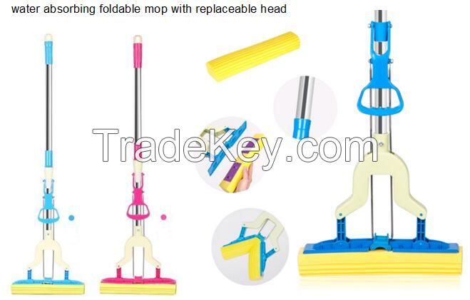 water absorbing foldable mop with replaceable head