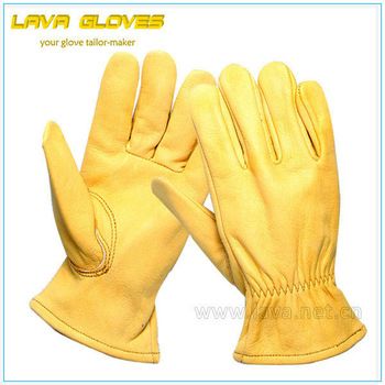 Cowskin Leather Cuff Hand Gloves