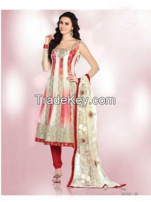 BEIGE BROWN & BRICK RED BANARASI SILK