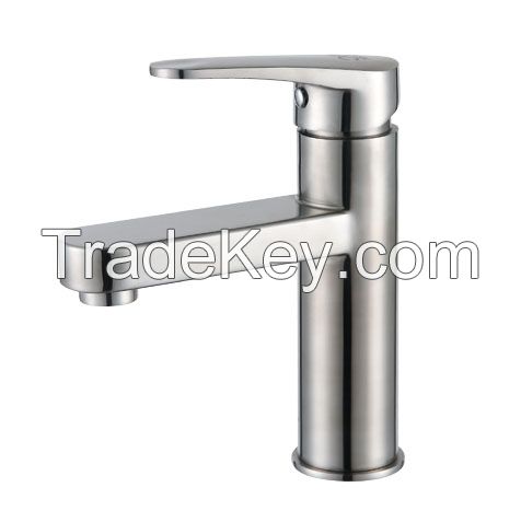 Hot and cold mixer stainless steel basin faucet