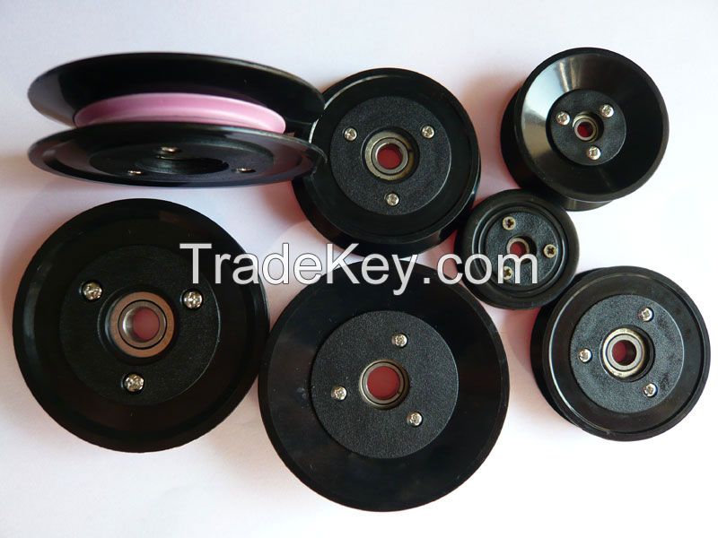Black Ceramic Guide Pulley / Wire Roller With Plastic Cover