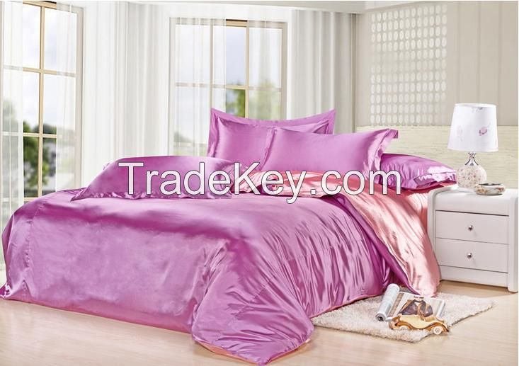 purple+jade pink silk duvet cover