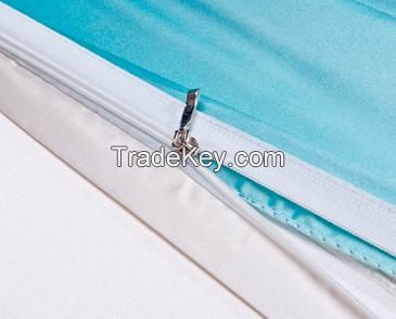 water blue+white silk duvet cover