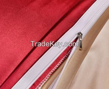 red+light beige silk duvet cover