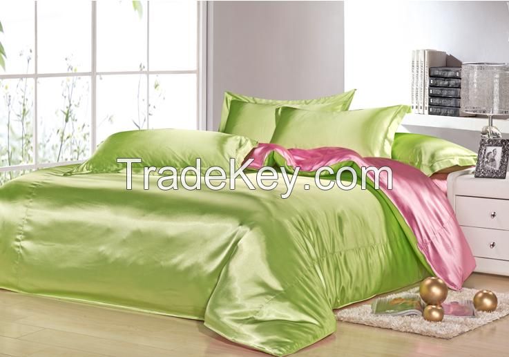 fruit green+pink silk duvet cover