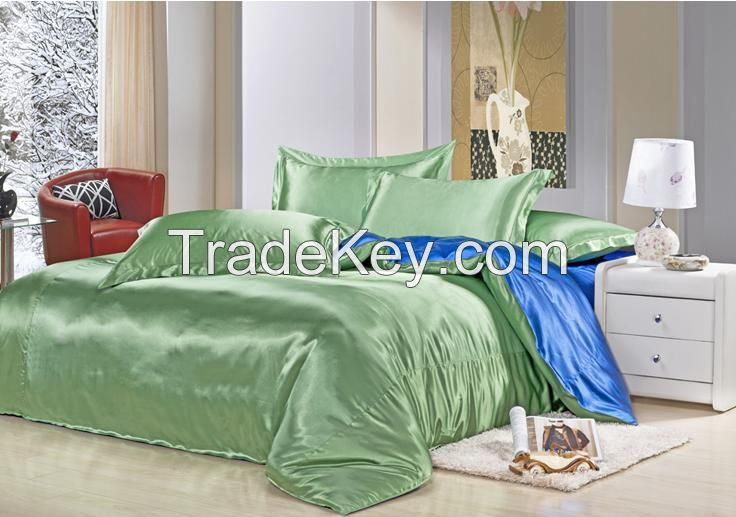 green+navy blue silk duvet cover