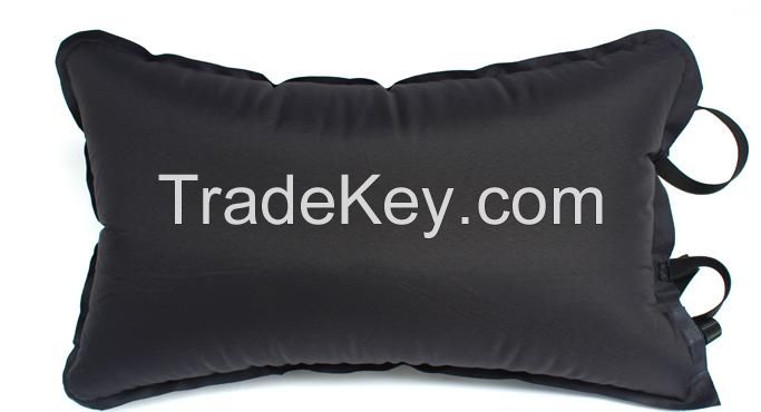 gray peached auto-inflatable travel pillow