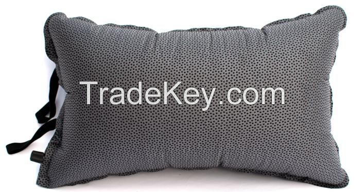 gray peached auto-inflatable travel pillow