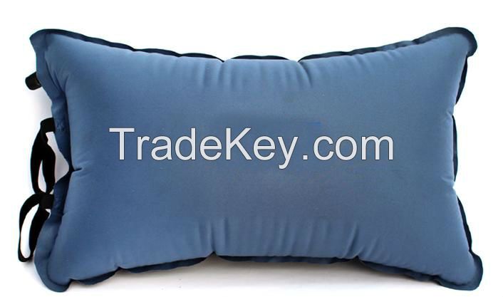 blue peached auto-inflatable travel pillow