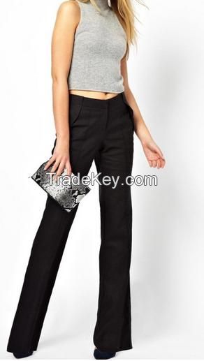 WOMEN'S FAUX LEATHER CROPPED TROUSERS
