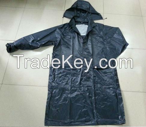 2014 Black Polyester PVC raincoat