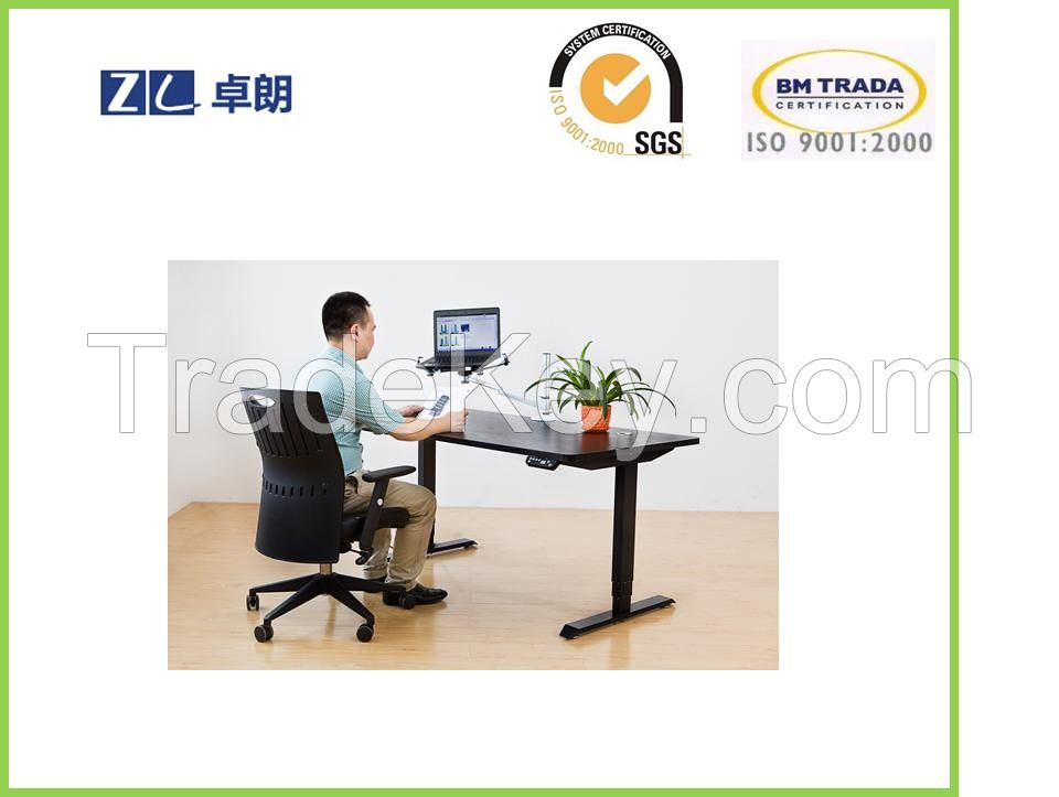 Effortlessly sitting to a standing position office desk height adjustable table