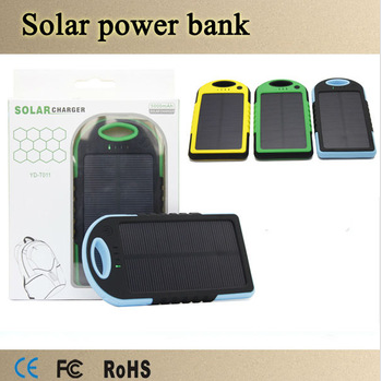 Brand New Universal 5000Mah Portable Waterproof Solar Charger Panel Power Bank Solar Battery Blue Green Yellow for All Phones