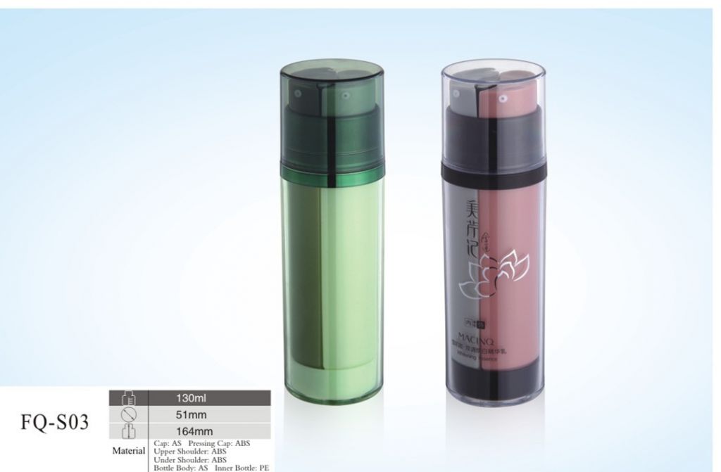 Dual tube plastic acrylic cosmetic lotion bottles