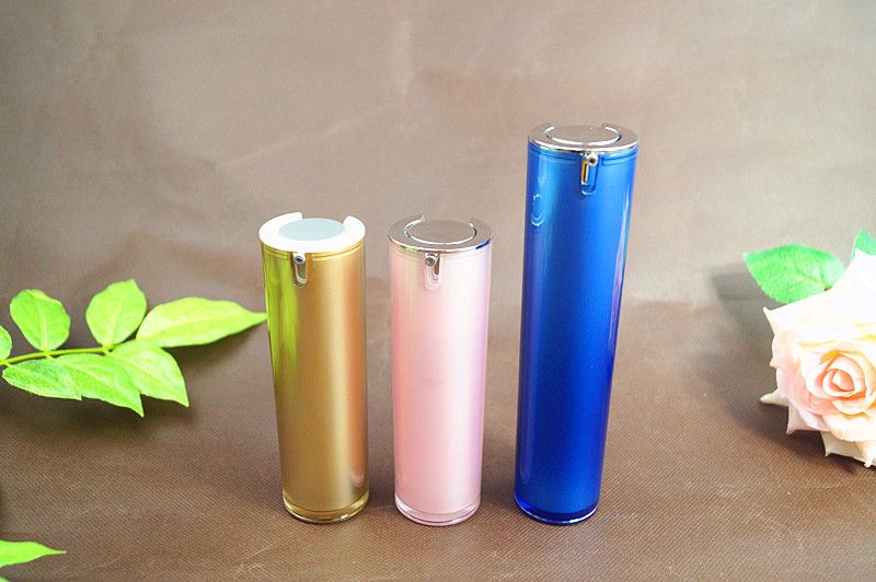 Round plastic acrylic cosmetic airless lotion bottles