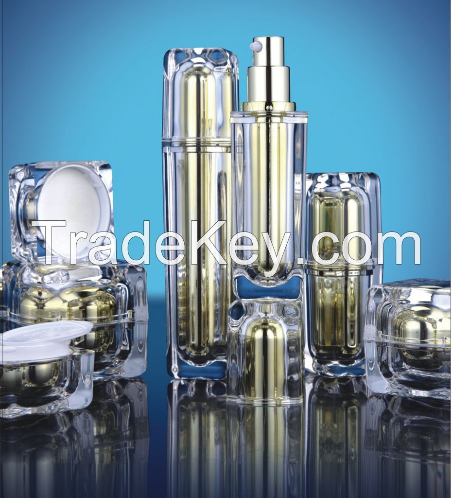 Square cystal plastic acrylic cosmetic cream jars container