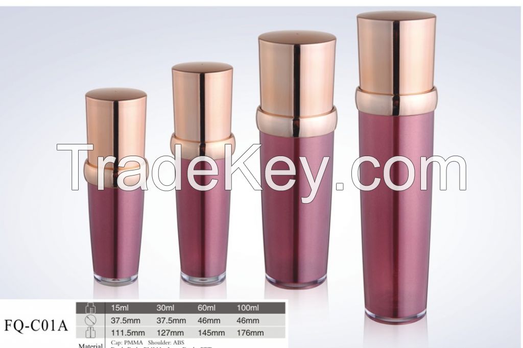 Shouldered plastic acrylic cosmetic pump lotion bottles