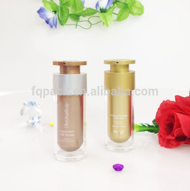 Round plastic acrylic cosmetic airless bottles container