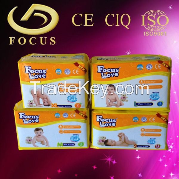 Focus Love brand disposable baby diaper looking for distributors worldwide