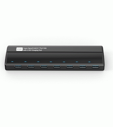 Super-Speed Usb3.0 7 Port Hub with 2 DCP Charging Port