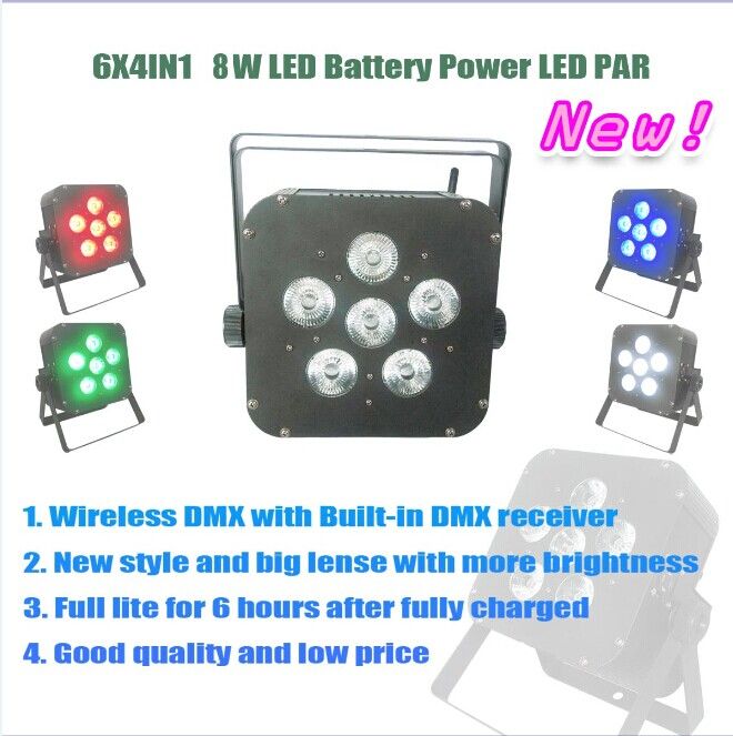 6x8w 4in1 rgbw battery powered led par light
