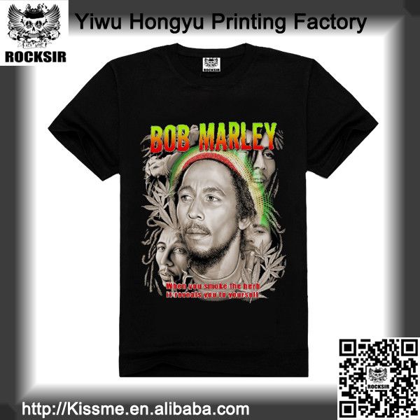 Zhejiang Yiwu Printing Factory 100% cotton Bob marley t-shirt