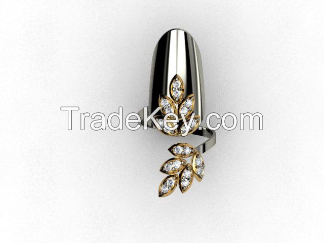  Wholesale-fashion hot sale cheap wax setting silver jewelry  nail ring