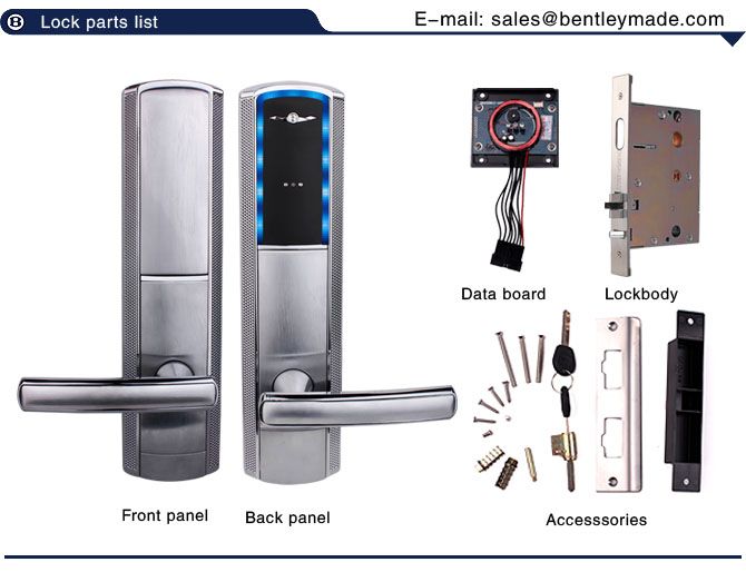 Silvery Hotel lock with LED light intelligent lock mortise lock