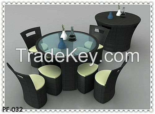 rattan dining table & chair