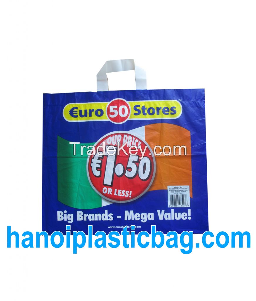 Soft loop handle plastic bags