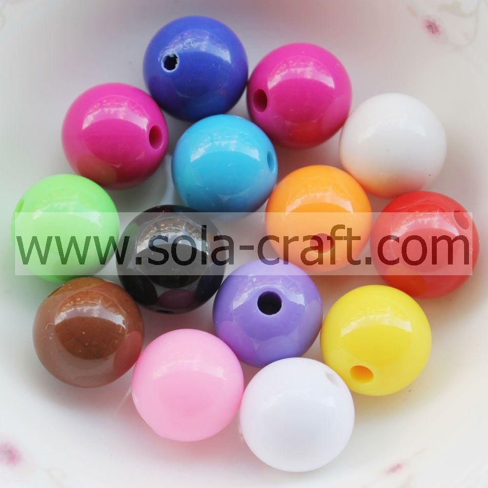 Various colors acrylic solid round smooth beads for wholesale