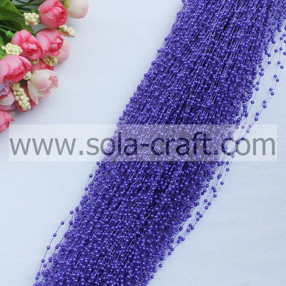 3mm rice-shaped purple color Artificial ABS pearl beaded chains for dÃƒÂ©