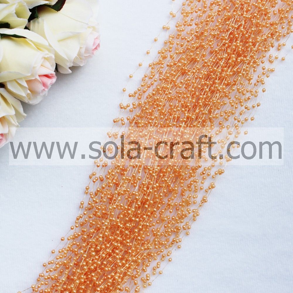 3mm light coffee color wire faux pearl beaded trimming with the length