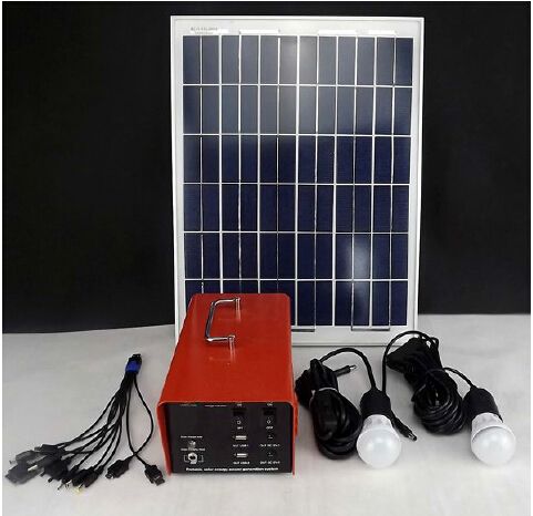 portable solar energy system with LED lamps