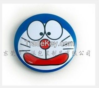 Cute round cartoon character metal badge