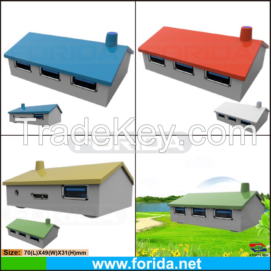 Hot mini house Shaped 4 port 3.0 usb hub, cute usb hub