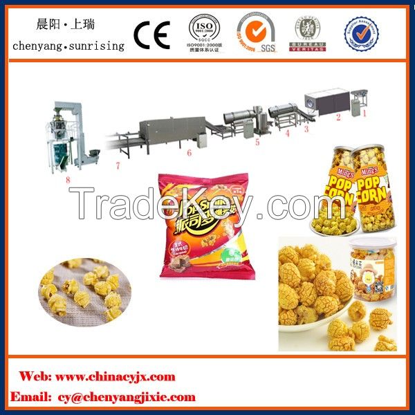 Hot air Continuous American caramel coated popcorn production line 