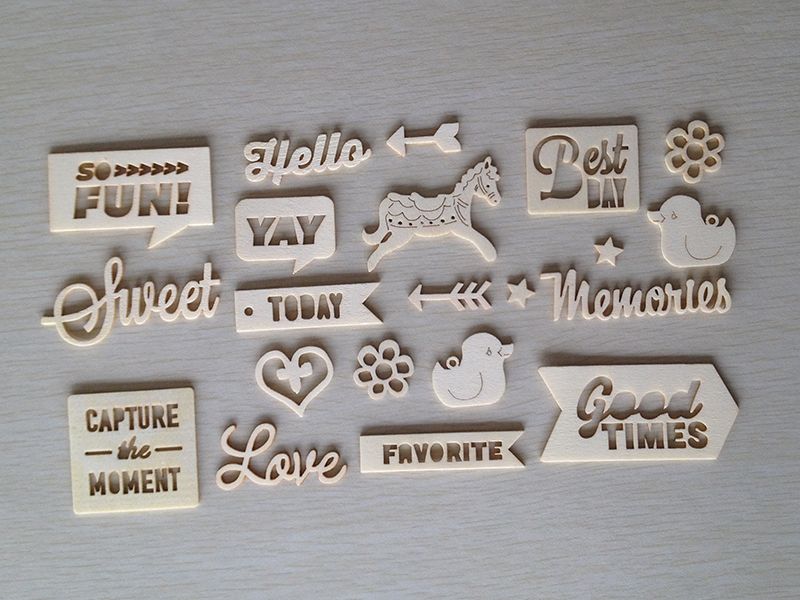 wood veneers/ die-cuts/ die-sentiments/wood clips