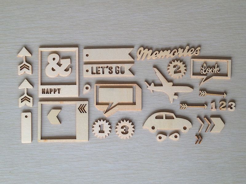 wood veneers/ die-cuts/ die-sentiments/wood clips