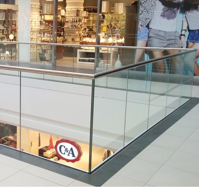 High Safety Interior Railing Designs Tempered Laminated Glass Railing for Shopping Mall