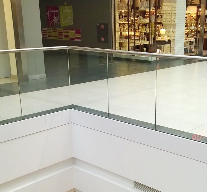 High Safety Interior Railing Designs Tempered Laminated Glass Railing for Shopping Mall