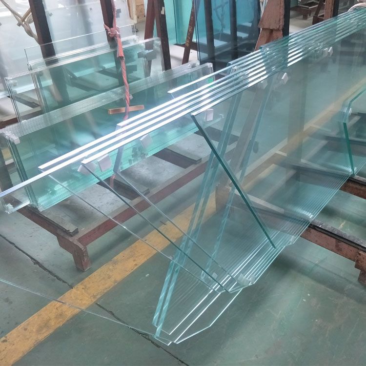 Custom 12mm starfire Ultra Clear Tempered Safety glass for Comercial interior Railing systems
