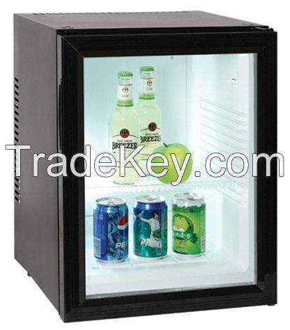 no noise hotel mini bar refrigerator/glass door refrigerator
